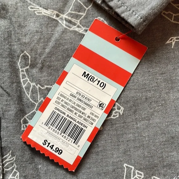 NWT Cat & Jack Grey Dino Button Down - Picture 3 of 8